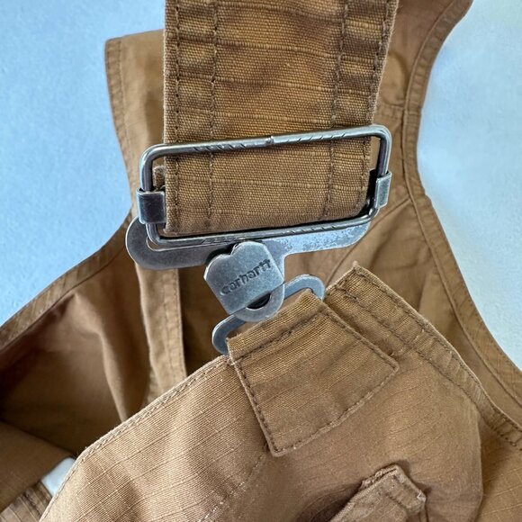 Carhartt Womens Force Cargo Shortalls Size M (8/10) Stretch Utility Tan Brown - Picture 5 of 11